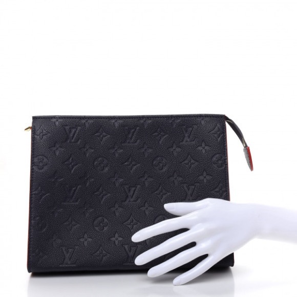 Authentic Louis Vuitton pochette 26 navy rouge Empreinte leather clutch - Picture 2 of 11